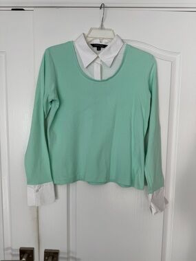 Chadwicks Mint Long-Sleeve Layered Collared Tee